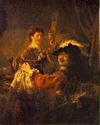 REMBRANDT Harmenszoon van Rijn Rembrandt and Saskia in the Scene of the Prodigal Son in the Tavern dh China oil painting reproduction